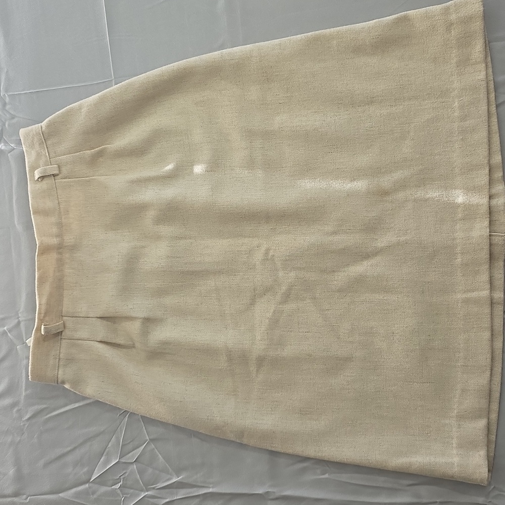 New Concepts Beige Wool Blend Mini Skirt